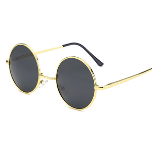 Retro Polarized Round Metal Sunglasses with UV400 Protection Vivibee - Men's Round Sunglasses
