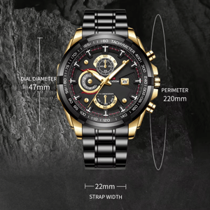 Bold Men's Quartz Watch with Large Dial and Night Light
