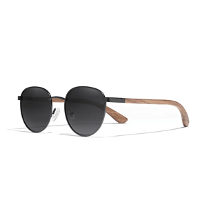 Classic Round Wooden Polarized Sunglasses with UV400 Mirror Lens Kingseven - Women's Round Sunglasses