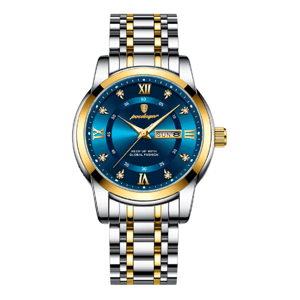 POEDAGAR Elegant Stainless Steel Quartz Watch with Date and Luminous Display