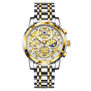 POEDAGAR Luxury Chronograph Watch for Men Waterproof Stainless Steel