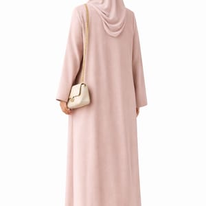 Premium Bella Linen Blend Abaya I Elegant Front Button Design I Pink Color Msquare Fashion - Women's Abayas 3