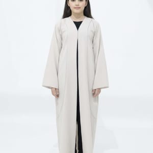Melange Fabric Beige Kids Abaya with Lace On Front & Cuffs Msquare Fashion - Kids's Abayas 8