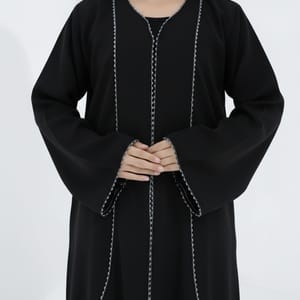 Melange Fabric Black Kids Abaya with Lace On Front & Cuffs Msquare Fashion - Kids's Abayas 1