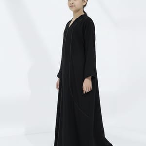Melange Fabric Black Kids Abaya with Lace On Front & Cuffs Msquare Fashion - Kids's Abayas 2
