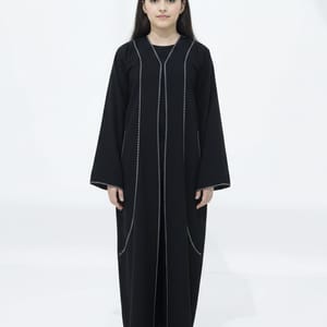 Melange Fabric Black Kids Abaya with Lace On Front & Cuffs Msquare Fashion - Kids's Abayas 8