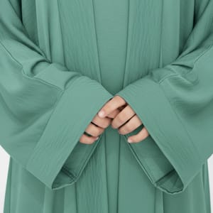 Green Premium 3-Piece Kids Abaya Set - Lightweight Harir Maqsood Modest Wear for Girls Msquare Fashion - Kids's Abayas 2