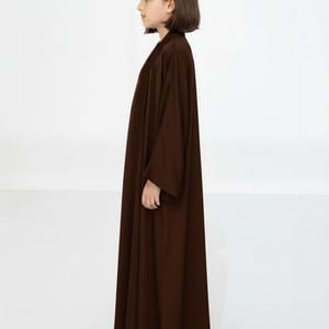 Brown Premium 3-Piece Kids Abaya Set - Lightweight Harir Maqsood Modest Wear for Girls Msquare Fashion - Kids's Abayas 1
