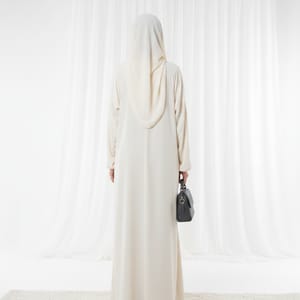 Harir Maqsood Beige Prayer Abaya - Attached Hijab Design Msquare Fashion - Women's Abayas 1