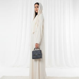 Harir Maqsood Beige Prayer Abaya - Attached Hijab Design Msquare Fashion - Women's Abayas 3