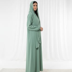 Harir Maqsood Green Prayer Abaya I Attached Hijab Design Msquare Fashion - Women's Abayas 1