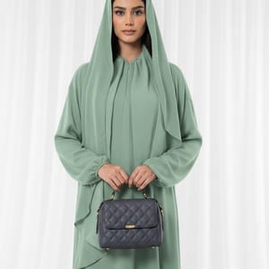 Harir Maqsood Green Prayer Abaya I Attached Hijab Design Msquare Fashion - Women's Abayas 2