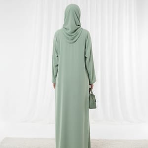 Harir Maqsood Green Prayer Abaya I Attached Hijab Design Msquare Fashion - Women's Abayas 3