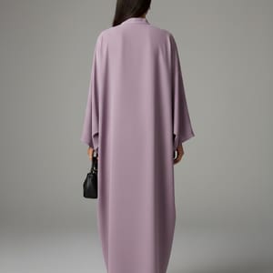 Signature Korean Nida Purple Open Abaya Minimalist High-Neck Design Msquare Fashion - Women's Abayas 3