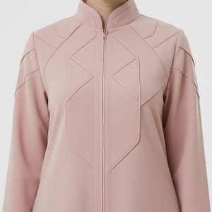 Geometric Panelled Design Pink Abaya with Plain Chiffon Headscarf Msquare Fashion - Women's Abayas 1