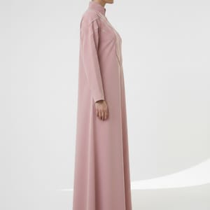 Geometric Panelled Design Pink Abaya with Plain Chiffon Headscarf Msquare Fashion - Women's Abayas 3