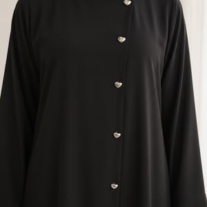 Black Korean Nida Abaya - Asymmetrical Button Design with Matching Chiffon Headscarf Msquare Fashion - Women's Abayas 2