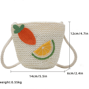 Girls Woven Straw Shoulder Bag Floral Casual Messenger Generic - Kids's Shoulder Bags 4