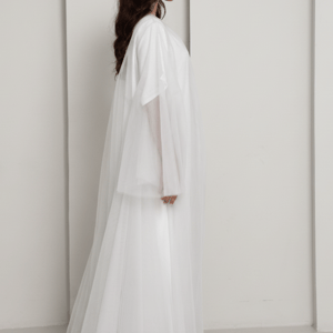 Msquare Fashion White Tulle Net Designer Abaya