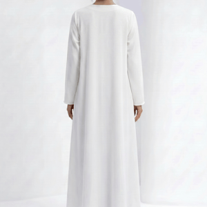 White Abaya with Blue Threadwork Embroidery and Royal Blue Inner Dress