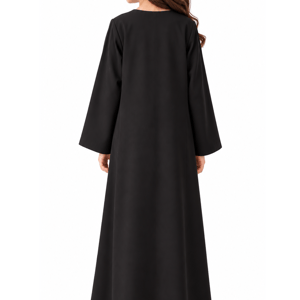 Msquare Fashion Girls’ Black Bella Crepe Abaya with Flower Buttons