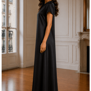Msquare Fashion Satin Silk Under Abaya Dress Black