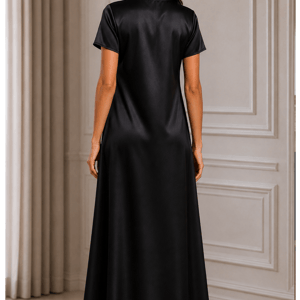 Msquare Fashion Satin Silk Under Abaya Dress Black