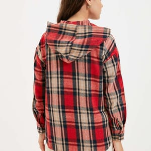 Plaid Check Hooded Shirt - Shirts & Blouses 26