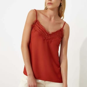 Lace Detail Top - Sleeveless Tops 60