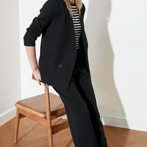 1_org_zoom Regular Lined Double Breasted Closure Woven Blazer Jacket - Blazers & Coats 70