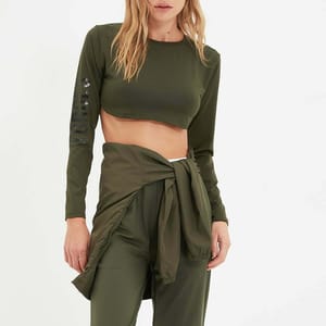 Crew Neck Crop Top For Women