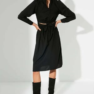 1_org_zoom Cut Out Tie Detail Dress - Midi Dresses 31