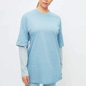 Crew Neck Double Sleeve Detail Tunic