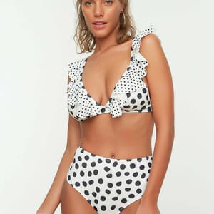 Polka Dot High Rise Bikini Brief - Bikinis 24