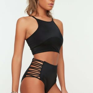 Piped High Waist Bikini Bottom