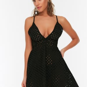 Plunge Neck Strappy Knitted Dress