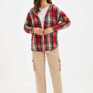 Plaid Check Hooded Shirt