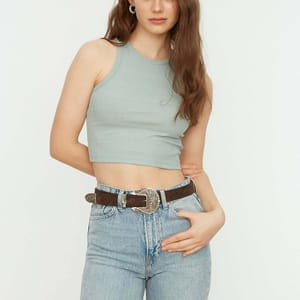 Crew Neck Knitted Tank Top