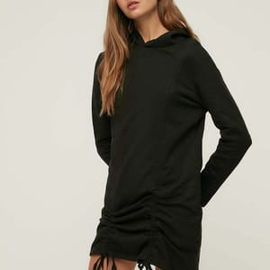 Ruched Detail Hooded Dress - Mini Dresses 18