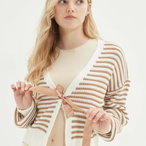 Camel Openwork Knitwear Cardigan