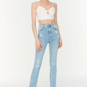 High Waist Slim Flare Jeans - Skinny Jeans 24