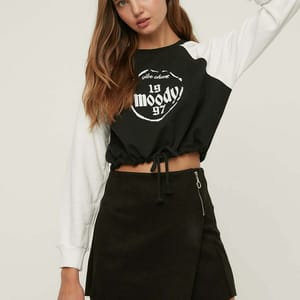 2_org_zoom Colorblock Tie Detail Crop Sweatshirt - Sweatshirts 35