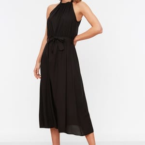 Halter Neck Pleated Dress - Midi Dresses 45