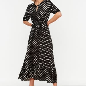 2_org_zoom Side Split Ruffle Hem Spot Print Dress - Midi Dresses 42