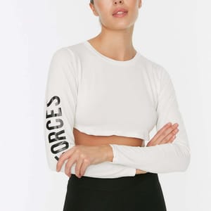 Crew Neck Crop Top For Women - Cropped Tops 36