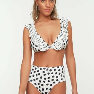 Polka Dot High Rise Bikini Brief - Bikinis 25