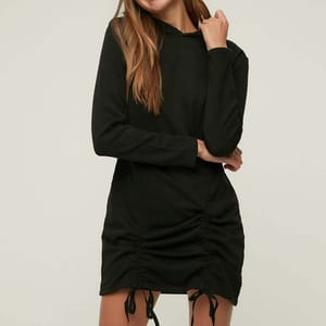 Ruched Detail Hooded Dress - Mini Dresses 19