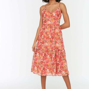 Printed Fit And Flare Midi Dress - Midi Dresses 21