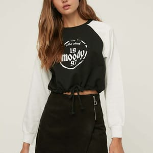 3_org_zoom Colorblock Tie Detail Crop Sweatshirt - Sweatshirts 36