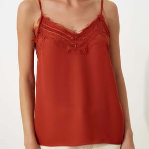 Lace Detail Top - Sleeveless Tops 62